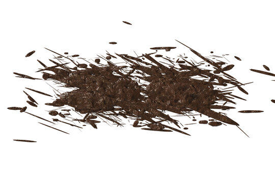 Wet brown mud splatter and texture smear isolated