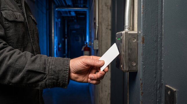 Secure badge access control at industrial door