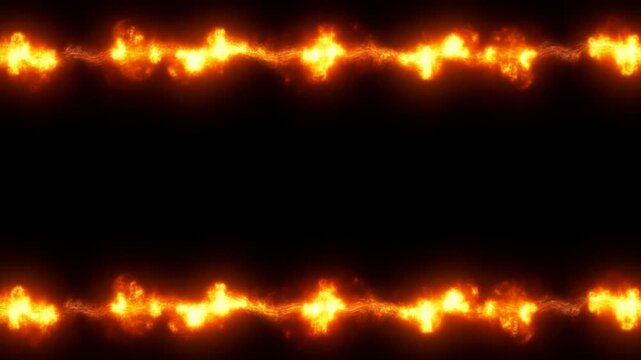 Glowing orange fire lines flicker across black background in abstract energy pattern