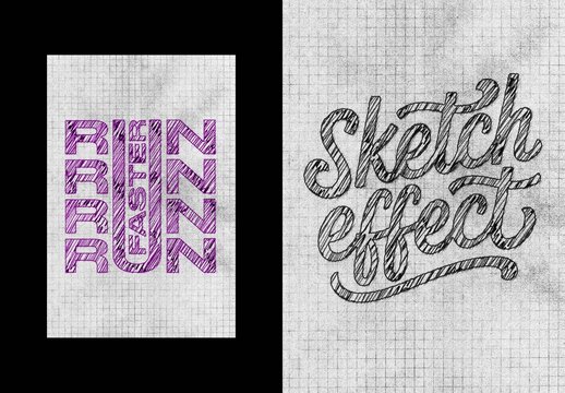 Vertical Pencil Scribbles Effect For Poster And Print Design