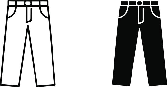 Jeans icon for mobile apps and web design featuring denim trousers, fashion apparel, online shopping and clothing store interface concepts