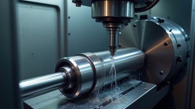 Torno CNC industrial mecanizando con precisi&oacute;n un eje cil&iacute;ndrico de acero