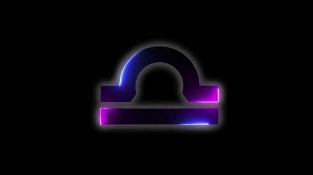 Libra zodiac sign in neon style, transparent background