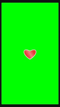 A vibrant crimson heart shape glows with intense passion and romance while floating steadily across the vivid fluorescent lime green screen representing deep affection for a beloved partner
