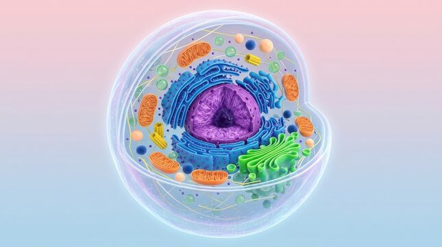 Detailed 3d model of a eukaryotic cell