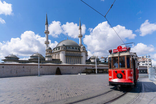  Taksim Square view in Istanbul. Taksim is the main tourist attraction in Istanbul.