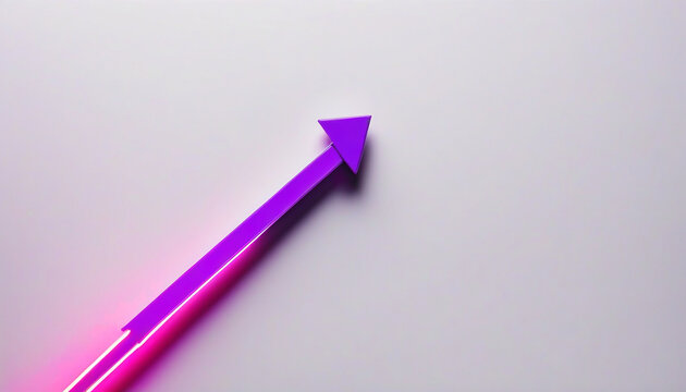 Neon Purple Arrow Up Minimalist Flat Lay Mockup with Clean Copy Space for Presentations