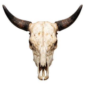 a cow skull on transparent background