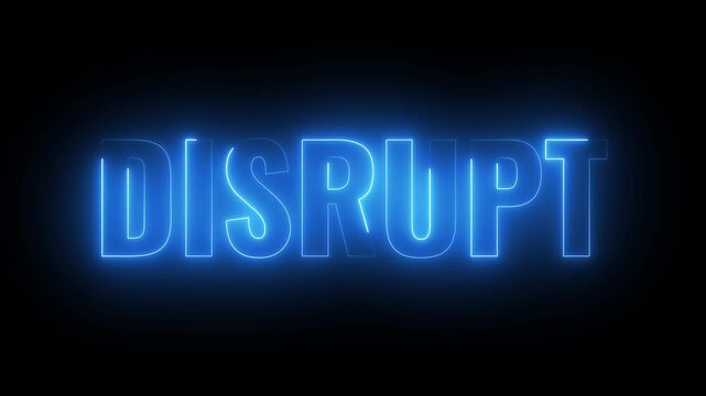 Neon disrupt text lighting for modern business branding and marketing campaigns