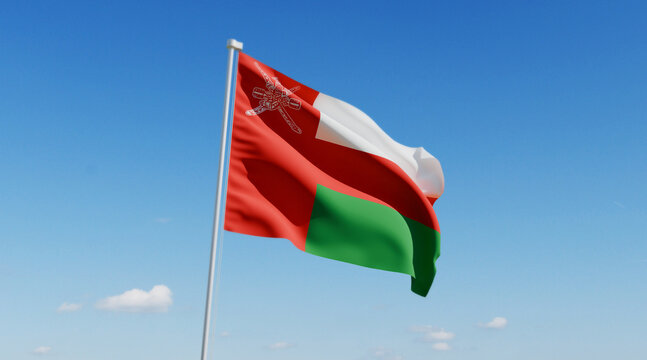 Wavy Oman Flag and Clear Blue Sky