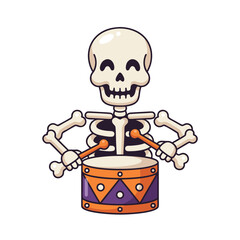 Obraz premium Skeleton Playing Drum for Halloween