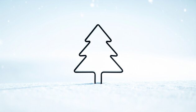 Minimal pine tree outline on snowy ground.