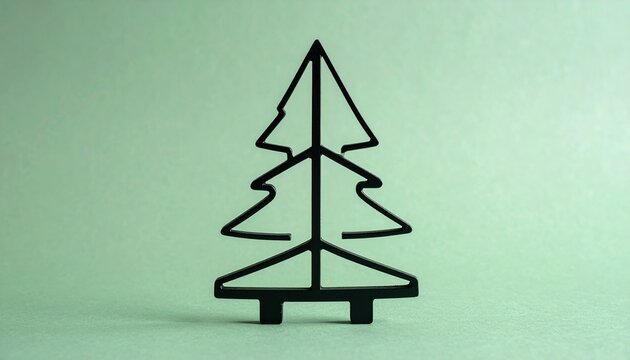 Minimal Christmas tree outline motif on green background.