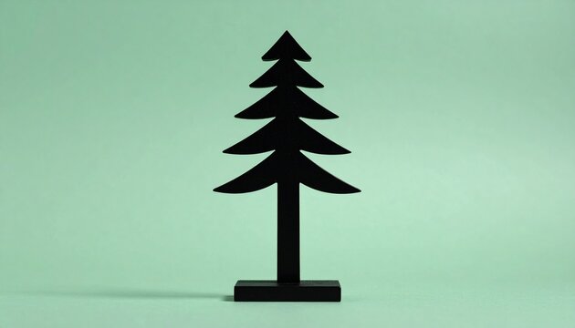 Minimal pine tree silhouette on green background.