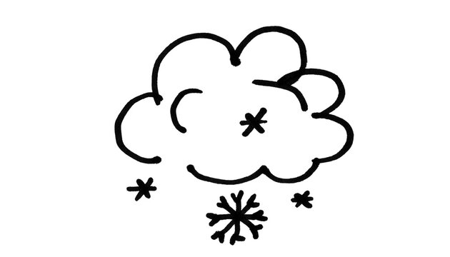 Hand-Drawn Snow Cloud with Falling Snowflakes Doodle Brush Set for Photoshop & Illustrator
