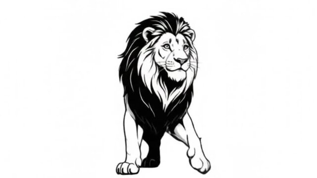 Black and White Lion 2D Vector Animation