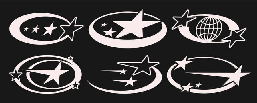 y2k cosmic star symbols vector streetwear design. vector star icon y2k design. simple urban streetwear icon design