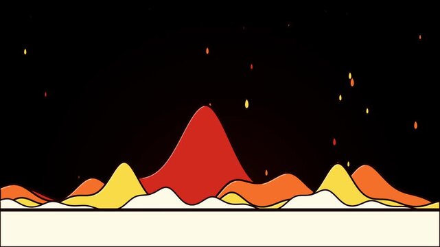 Abstract vector landscape with colorful wavy shapes and floating glowing sparks video