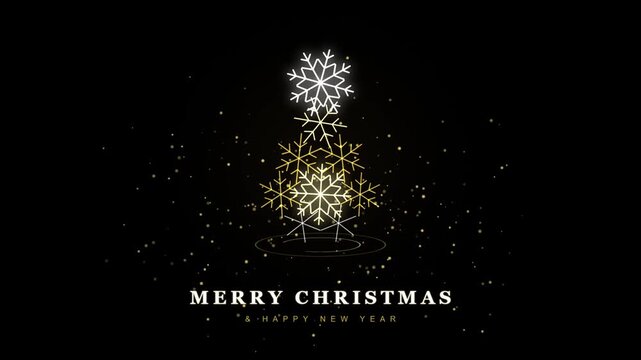 Merry Christmas and happy new year greeting card with snowflake tree video