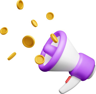 A 3D megaphone announces a financial message