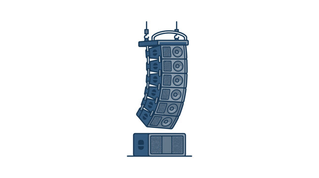 Professional line array speaker system hanging for live concert.