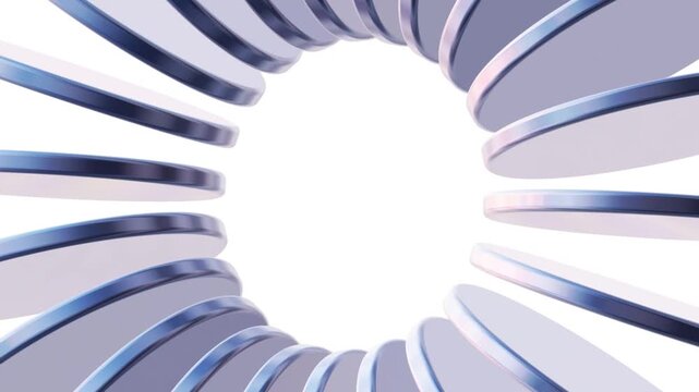 Metallic 3D render Rotating Radial Sunburst Discs Ring Seamless Loop Video, Abstract Futuristic Ring Motion Graphics, Minimalist Technology Axis Spin &ndash; Wide perspective view of a circular radial plate