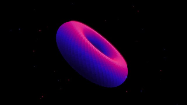 Abstract futuristic neon ring glowing in dark space background video