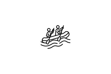 Fototapeta premium Two people rafting in line icon.