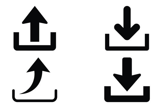 Upload and download arrow icons collection in black with arrow symbols file transfer data upload web icons interface arrows cloud upload directional arrows download button computer icons
