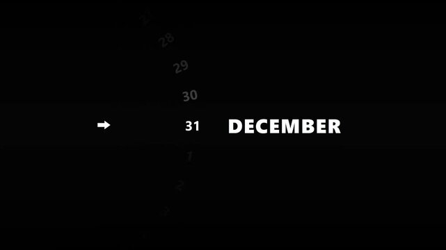 December 2nd calendar date animation on black background