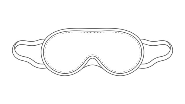 Simple Sleep Mask Line Art: A minimalist line drawing of a soft fabric sleep mask, designed for comfort and blocking out light for restful sleep.