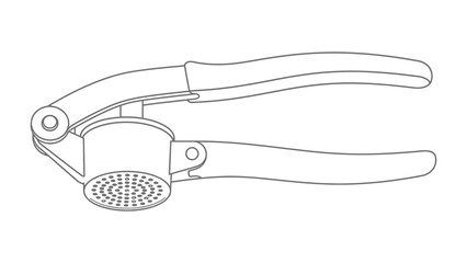 Obraz premium Garlic Press Illustration: A simple, clean line drawing of a manual garlic press, a common kitchen utensil used for crushing garlic cloves.