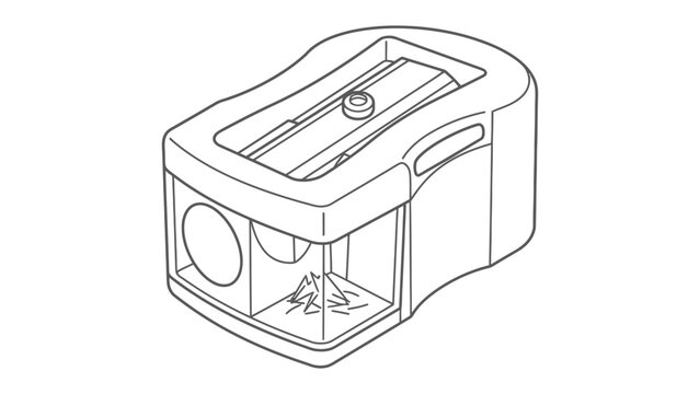 Manual Pencil Sharpener Outline: A simple outline illustration of a manual pencil sharpener, featuring multiple sharpening holes and a transparent shavings container.