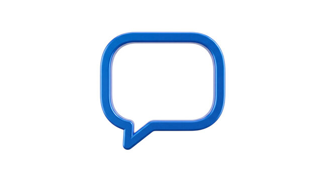 Blue 3d speech bubble chat message png solated on transparent background