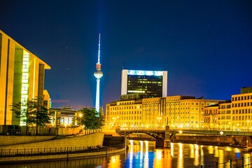 Berlin cityscape with TV tower at night © Novanture