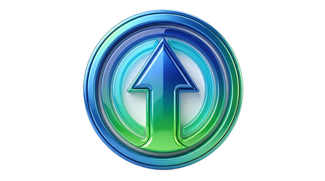 Circular arrow symbol with upward direction png solated on transparent background