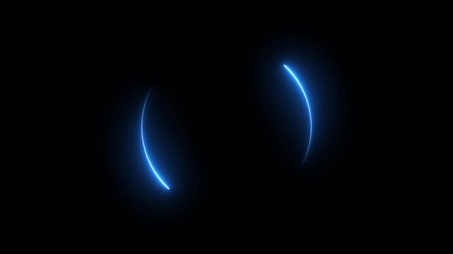 Glowing neon blue color circle frame with loading bar icon animation eclipse rotation circular processing reset refresh uploading icon on black background	