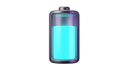 Obraz premium Glowing blue battery with full charge indicator png solated on transparent background