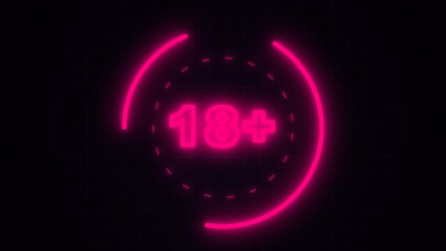 Neon Eighteen Plus Age Restriction Warning Sign