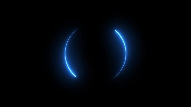 Glowing neon blue color circle frame with loading bar icon animation eclipse rotation circular processing reset refresh uploading icon on black background	