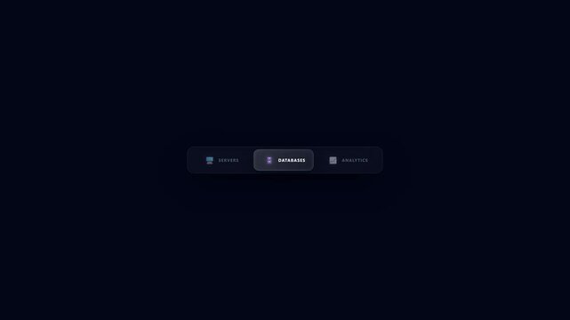 Seamless loop 3D glassmorphism cloud computing servers databases analytics navigation menu animation