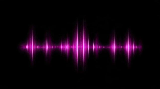 Vibrant pink sound waves pulse against a stark black background, creating a dynamic visual