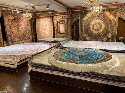 Carpet market Bazaar Handcraft Vintage Luxury .Oriental Art Silk Wool