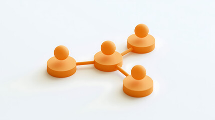 Obraz premium 3D render of orange node connection network graph symbol on white background minimalist business communication and corporate team structure concept