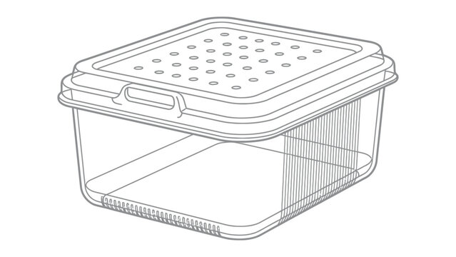 Ventilated Plastic Container: A clear plastic storage box with a lid featuring multiple air vents, designed for optimal ventilation and organization.