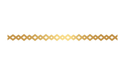 Golden geometric divider line pattern with interlocking square shapes designed for elegant border...
