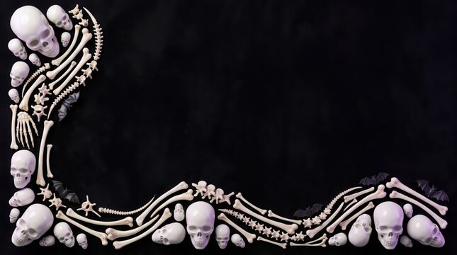 Intricate artistic design featuring skulls and bones in ornate patterns
