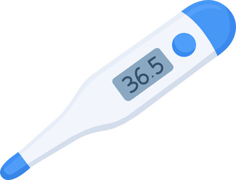 Cute Digital Thermometer Medical Illustration Design