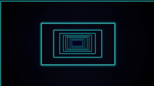 Futuristic neon glowing rectangles on dark background