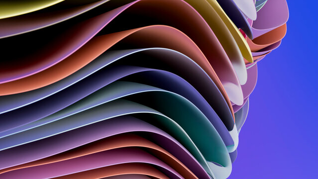 Colorful abstract smooth layered curves with flowing wave pattern